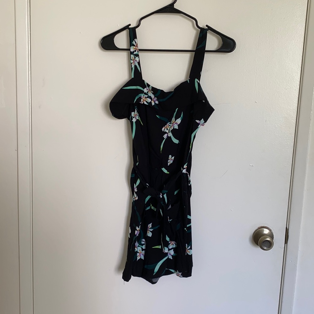 Black floral romper